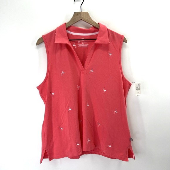 Talbots Petite XLP Top UPF 50 Tank Sleeveless Polo Golf Resort Flamingo MSRP $74 - Picture 1 of 12